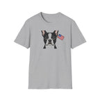 Patriotic Boston Terrier 4th of July Unisex T-Shirt - Vintage American Flag Dog Graphic Tee