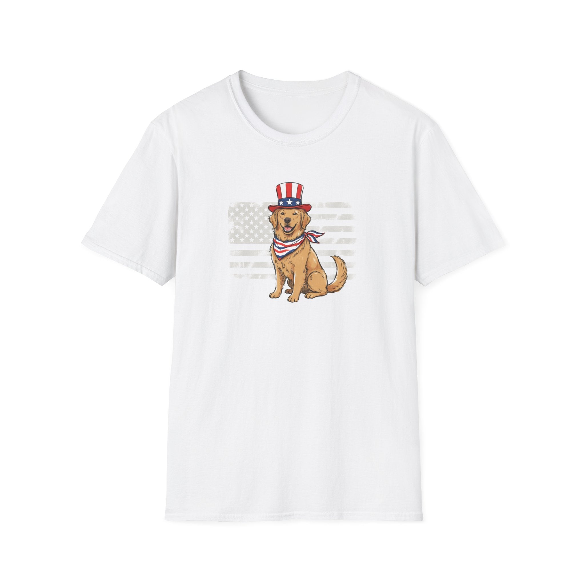 Patriotic Golden Retriever 4th of July Unisex T-Shirt - Vintage American Flag Dog Graphic Tee