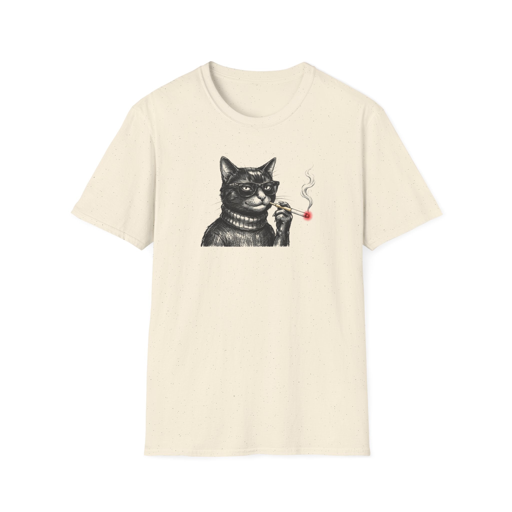 Cool Beatnik Cat Unisex T-Shirt - Vintage Smoking Cat Graphic Tee