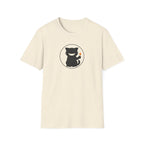Mischievous Black Cat Holding Match T-Shirt - Funny Arson Cat White Tee
