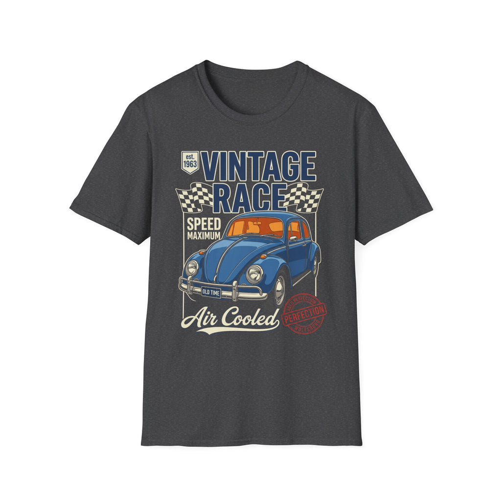 Vintage Air Cooled Beetle Racing T-Shirt - Retro Blue Bug Graphic Tee