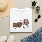 Vintage Hand Holding Peony T-Shirt | Retro Botanical Streetwear Unisex Tee