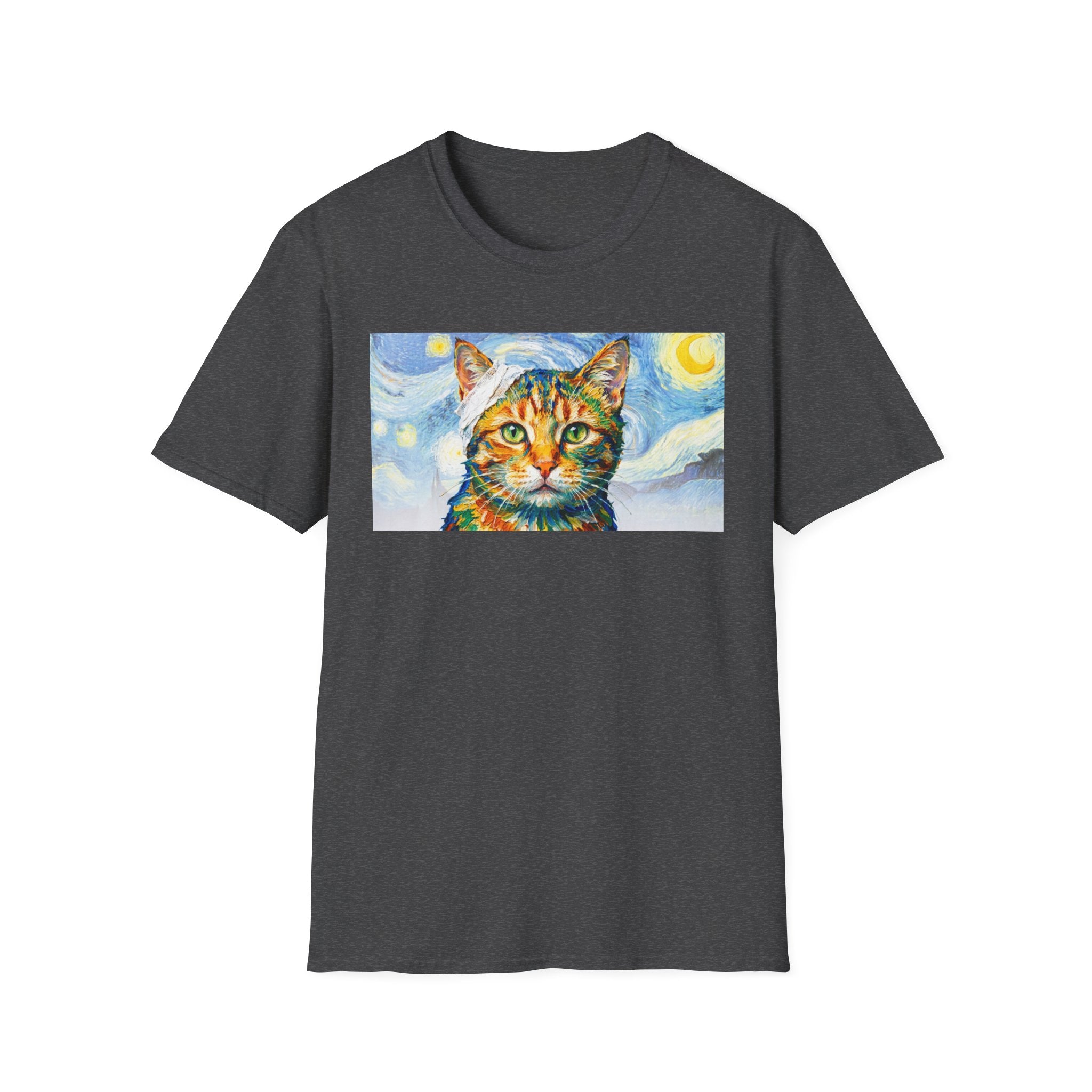Vincent Van Gogh Starry Night Cat Unisex T-Shirt - Funny Art History Graphic Tee