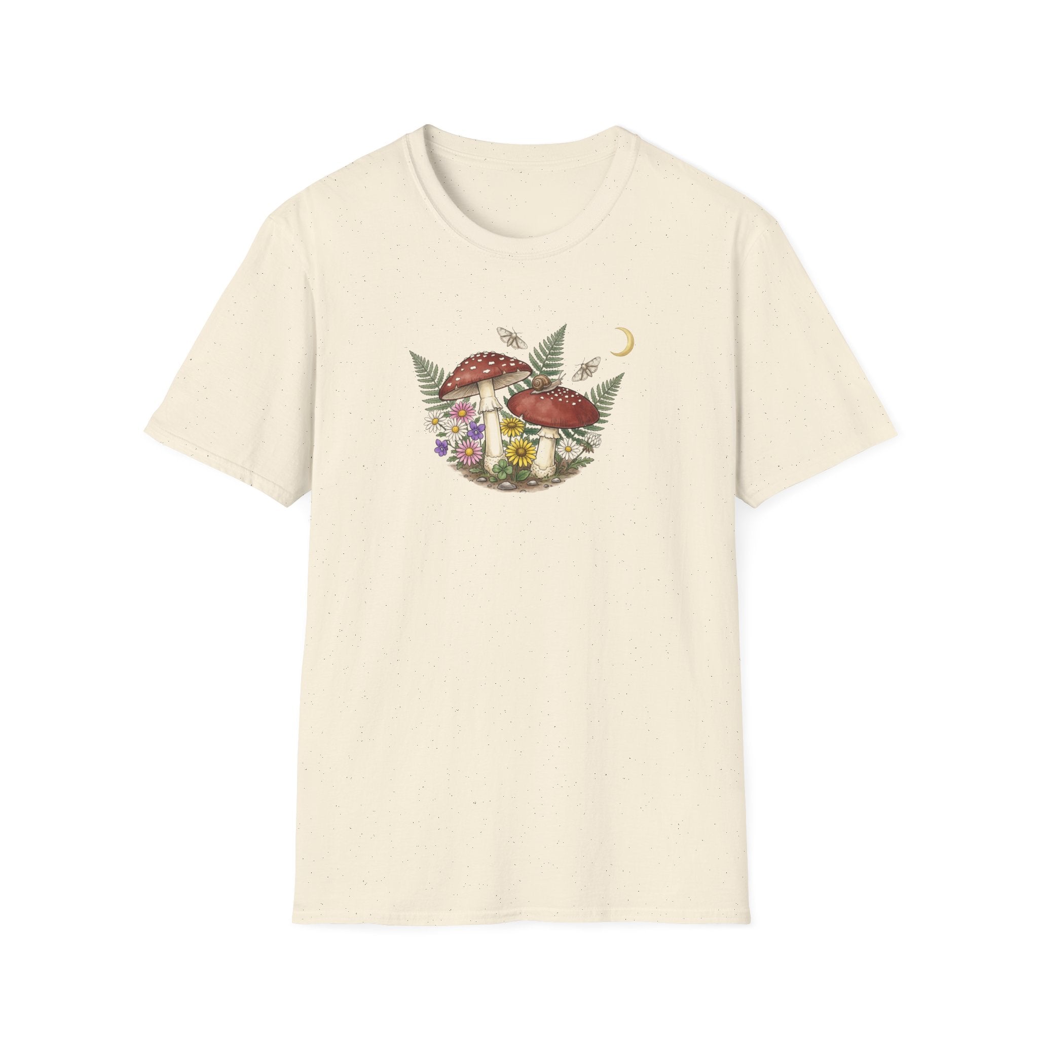 Vintage Mushroom and Wildflower Unisex T-Shirt - Goblincore Cottagecore Graphic Tee