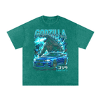 Godzilla x Nissan Skyline GT-R R34 Graphic Unisex Washed Oversized T-Shirt – Streetwear JDM Tee