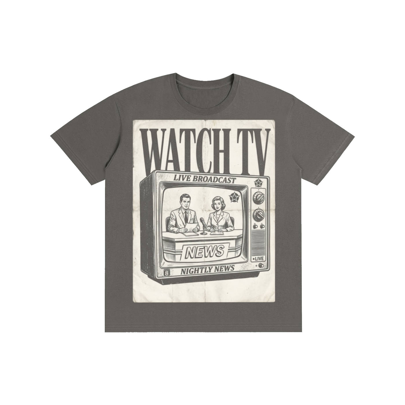 WATCH TV Nightly News Graphic Tee - Streetwear Aesthetic