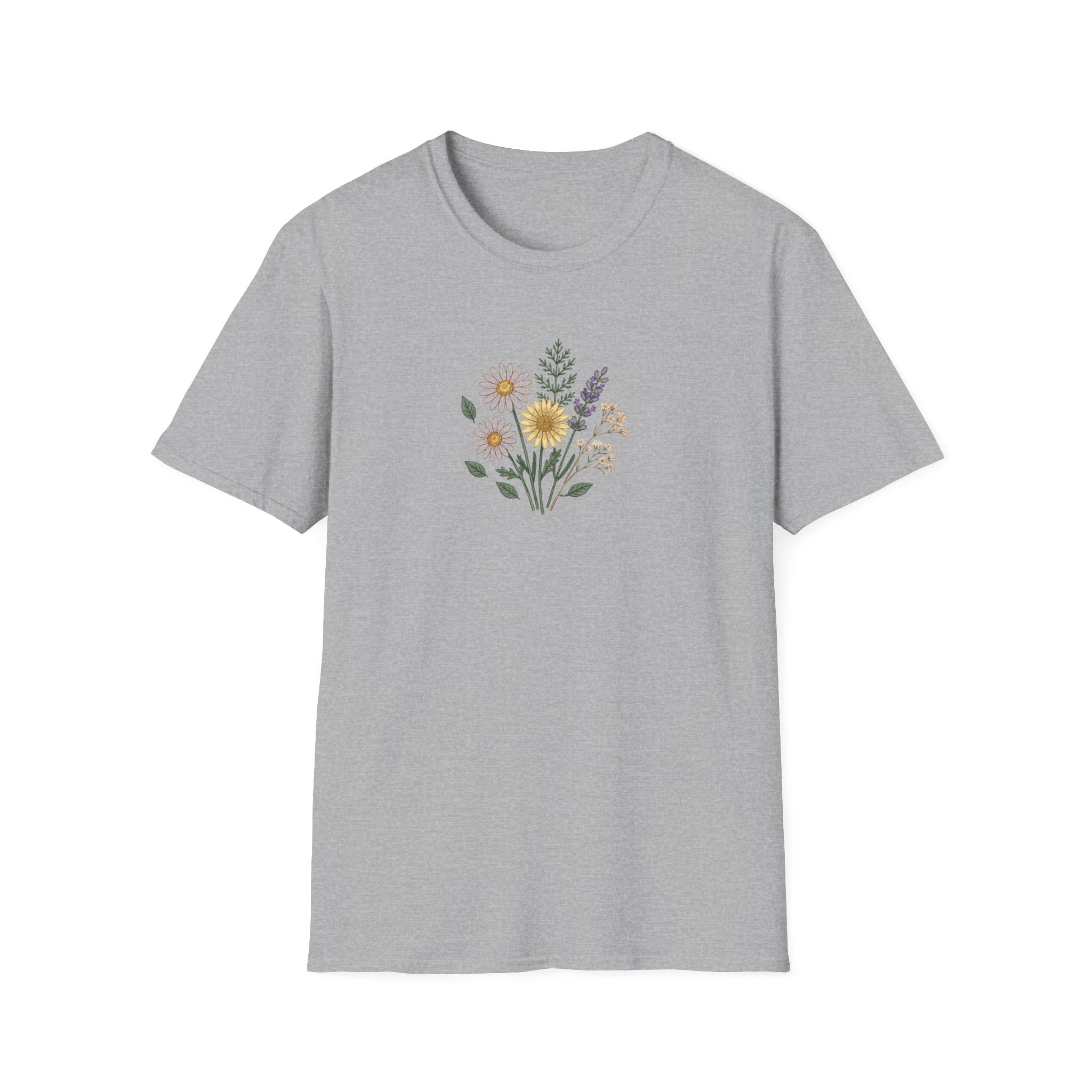 Minimalist Wildflower Bouquet Unisex T-Shirt - Vintage Cottagecore Floral Graphic Tee