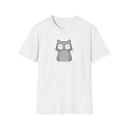 Funny Crying Gray Cat Graphic T-Shirt - Cute Sad Kitten White Tee