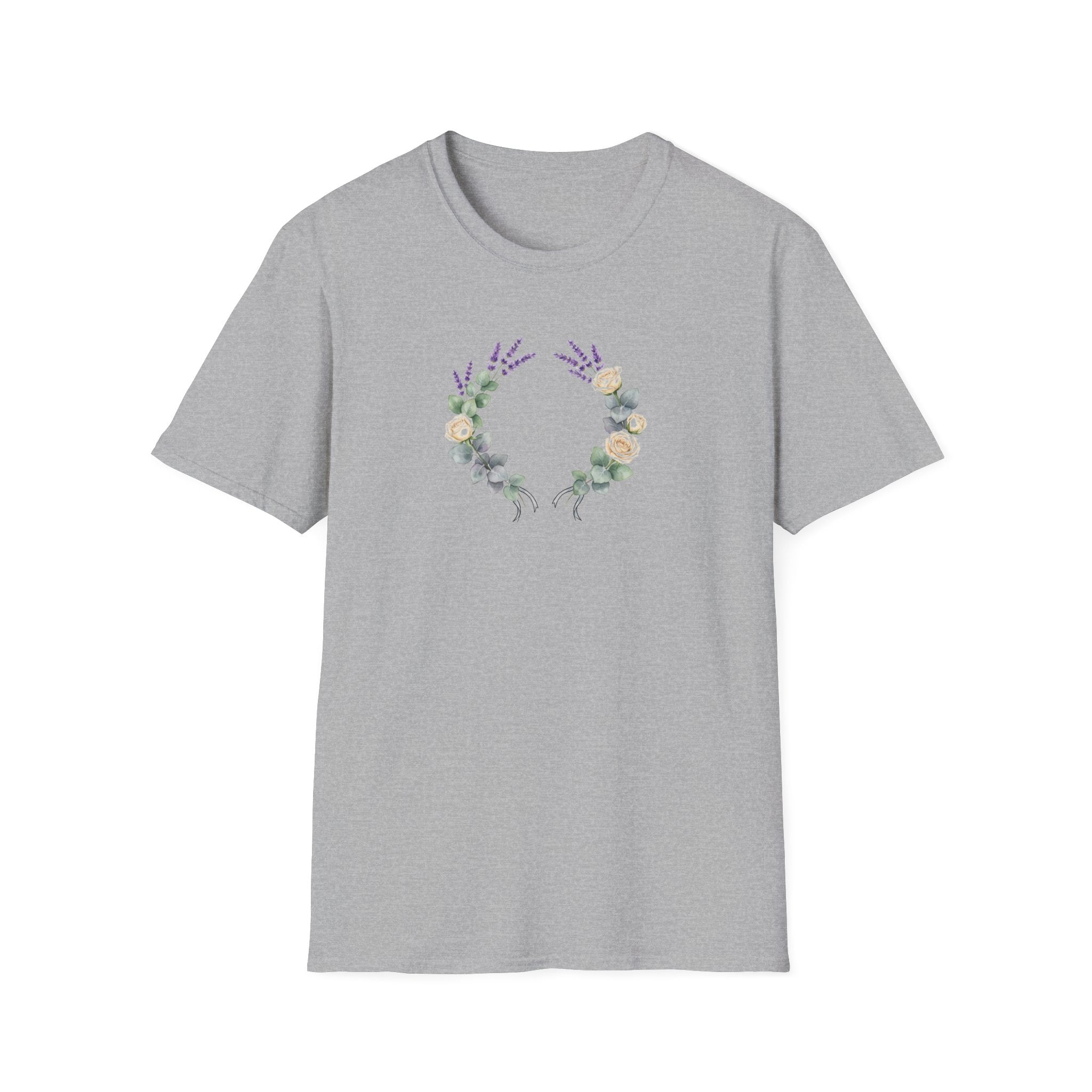 Watercolor Floral Wreath Unisex T-Shirt | Minimalist Botanical Graphic Tee