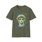 Renaissance Punk Graphic T-Shirt - Neon Street Art David Statue