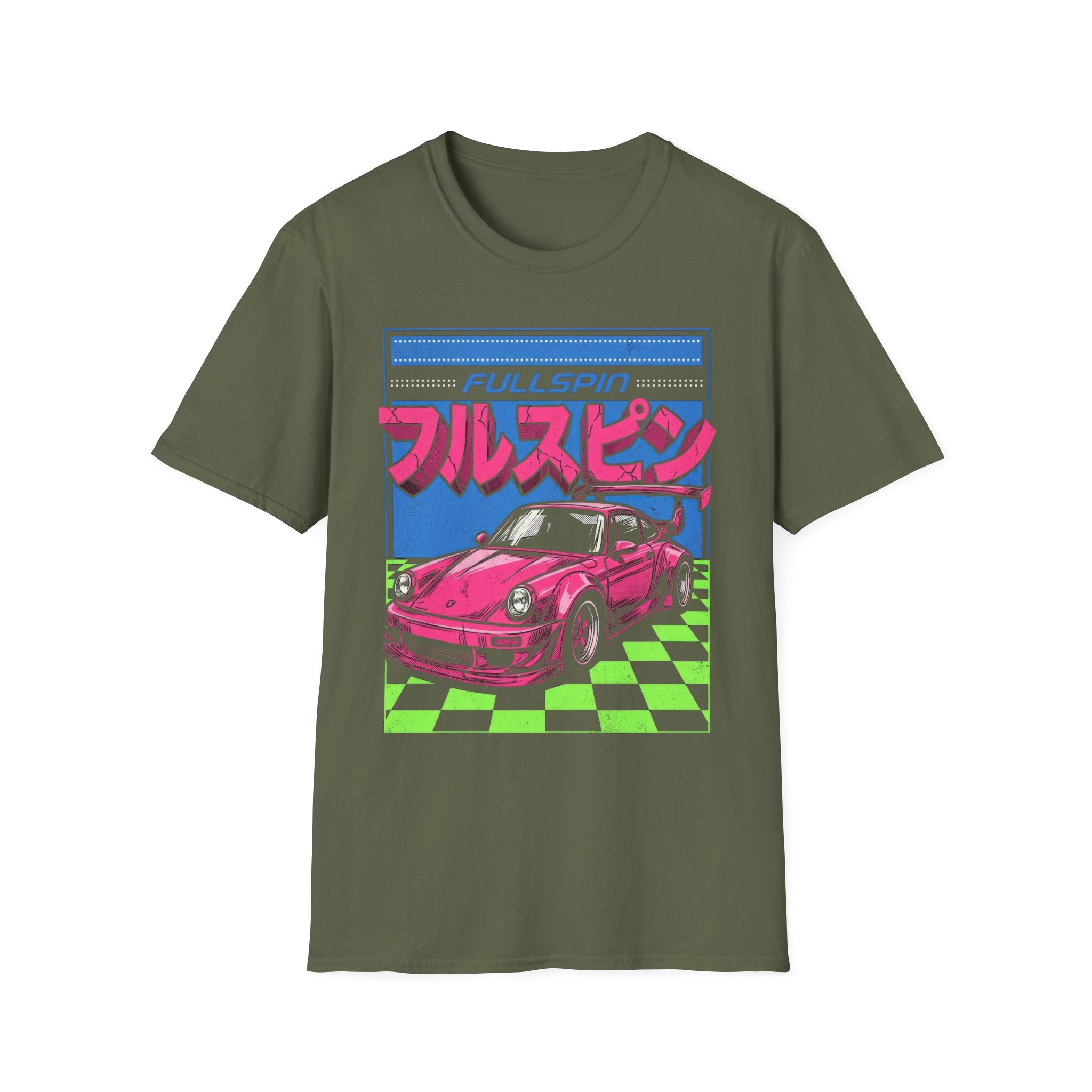 Fullspin JDM Pink Porsche Aesthetic T-Shirt - Japanese Streetwear Graphic Tee