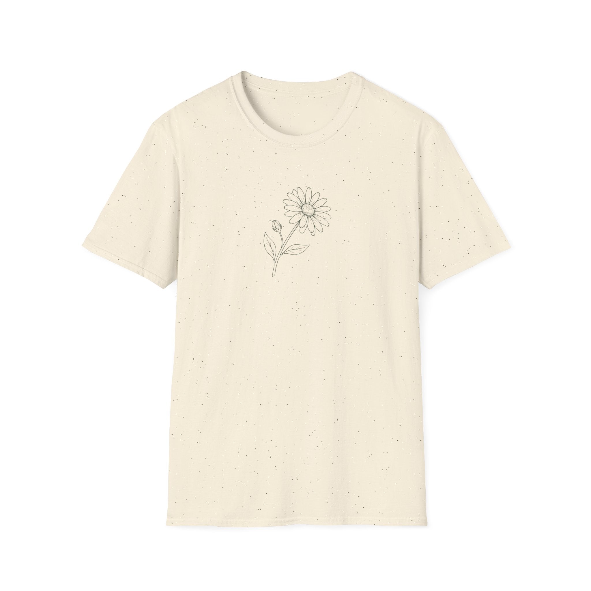 Minimalist Daisy Line Art Unisex T-Shirt | Aesthetic Botanical Sketch Graphic Tee