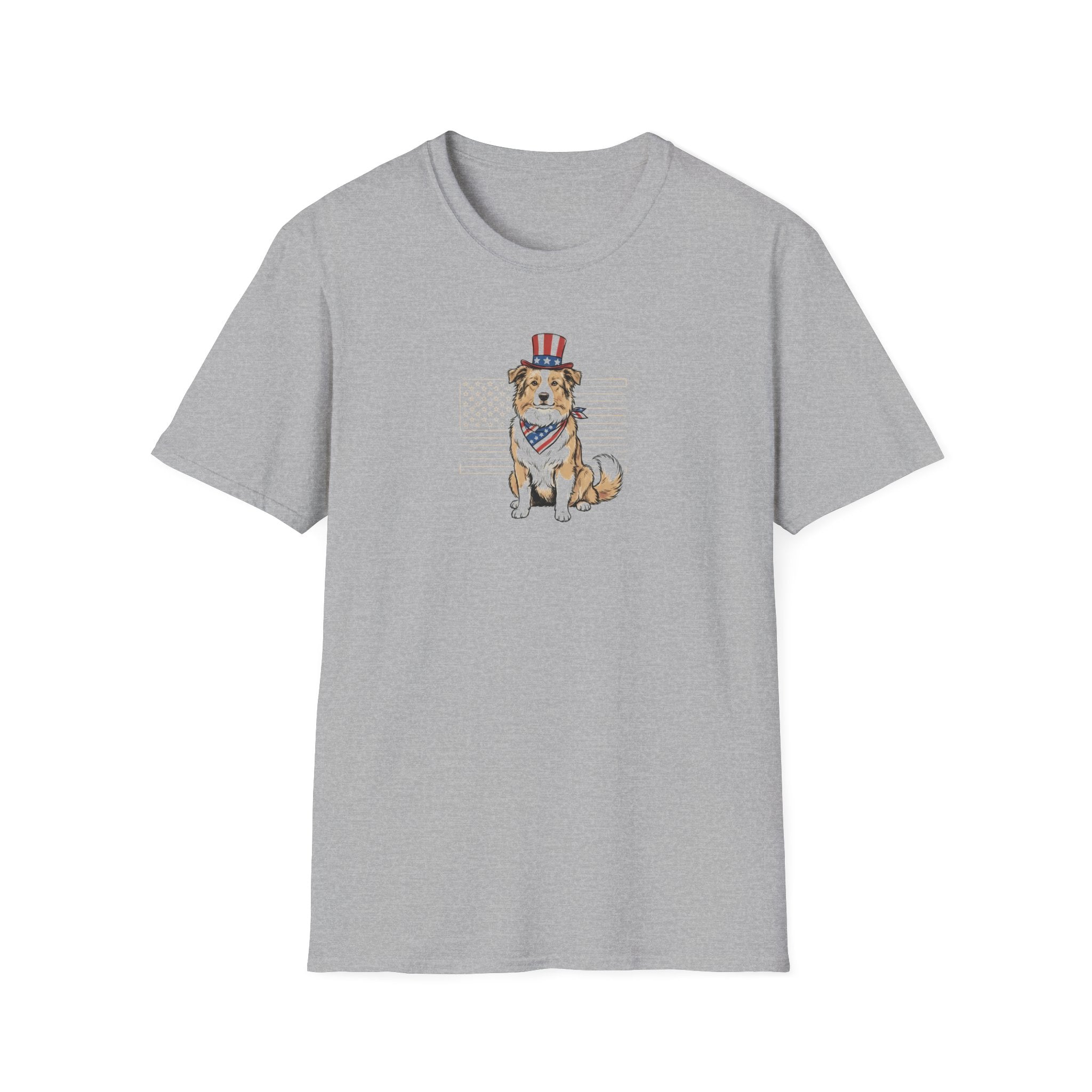 Patriotic Australian Shepherd Unisex T-Shirt | USA Flag Dog Graphic Tee
