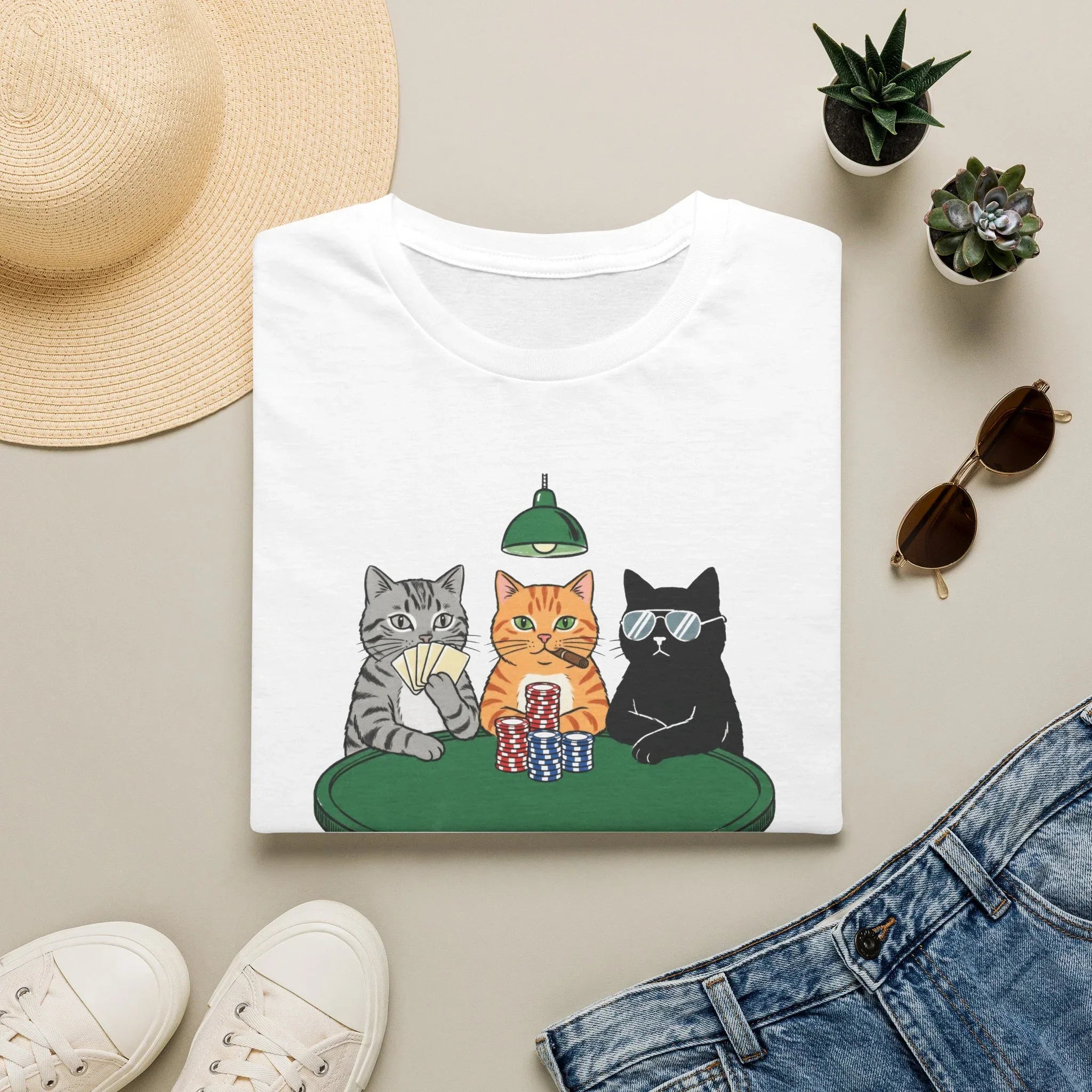Cats Playing Poker Graphic T-Shirt | Funny Vintage Aesthetic Unisex Tee