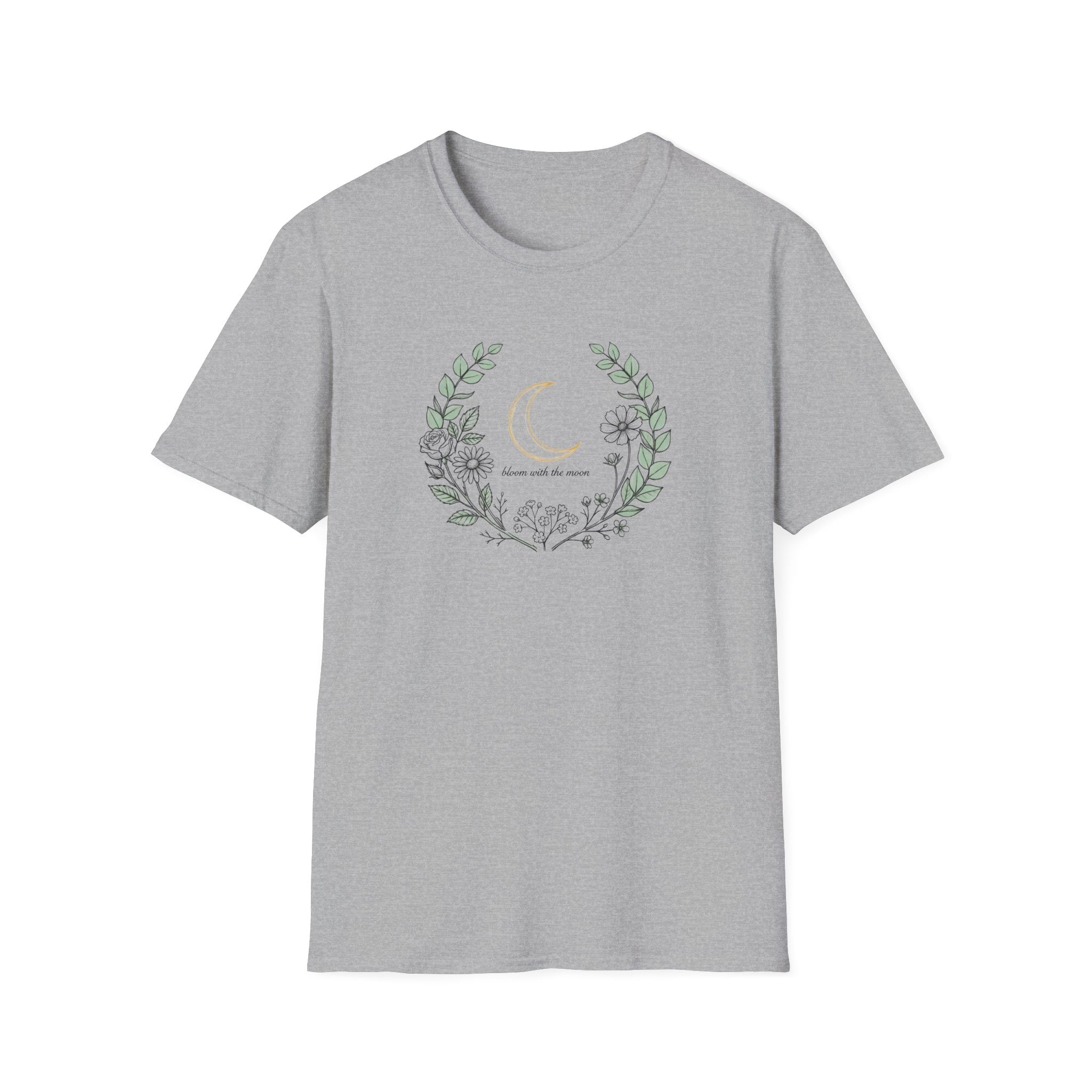 Bloom with the Moon Botanical T-Shirt | Celestial Cottagecore Unisex Tee