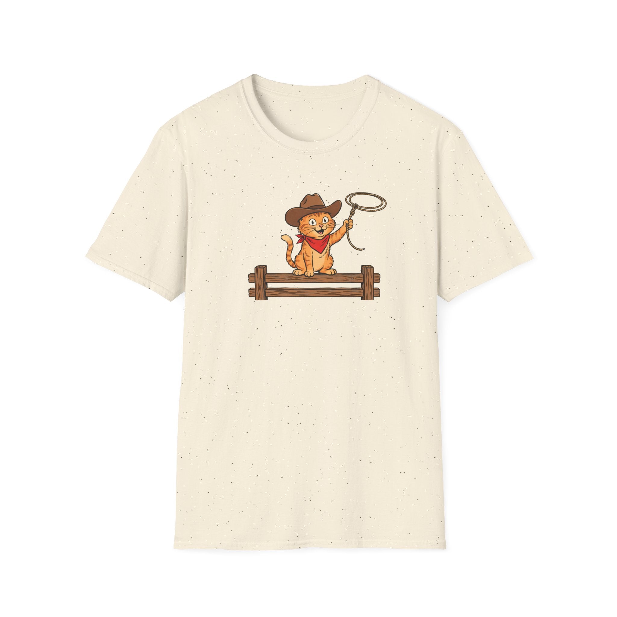 Retro Cowboy Cat Lasso T-Shirt - Cute Orange Tabby Western Graphic Tee