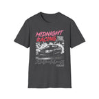 Midnight Racing T-shirt with street race car graphic and Japanese text design