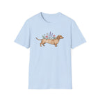 Watercolor Dachshund Floral Graphic Unisex T-Shirt | Cute Wiener Dog Art Tee