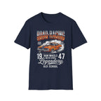 Road Racing T-Shirt with Classic Muscle Car Design, Super Power, Fast Wheels, Legendary Old School
