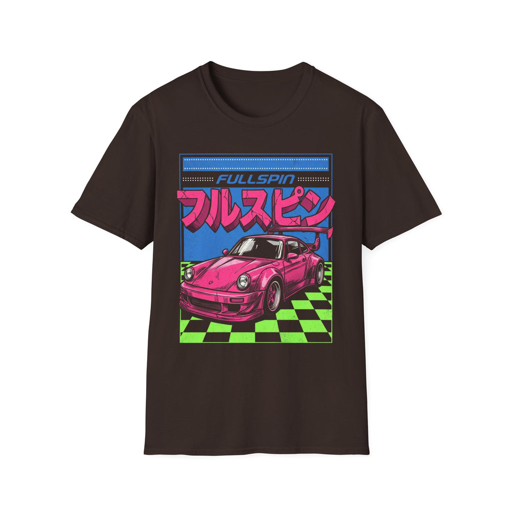 Fullspin JDM Pink Porsche Aesthetic T-Shirt - Japanese Streetwear Graphic Tee