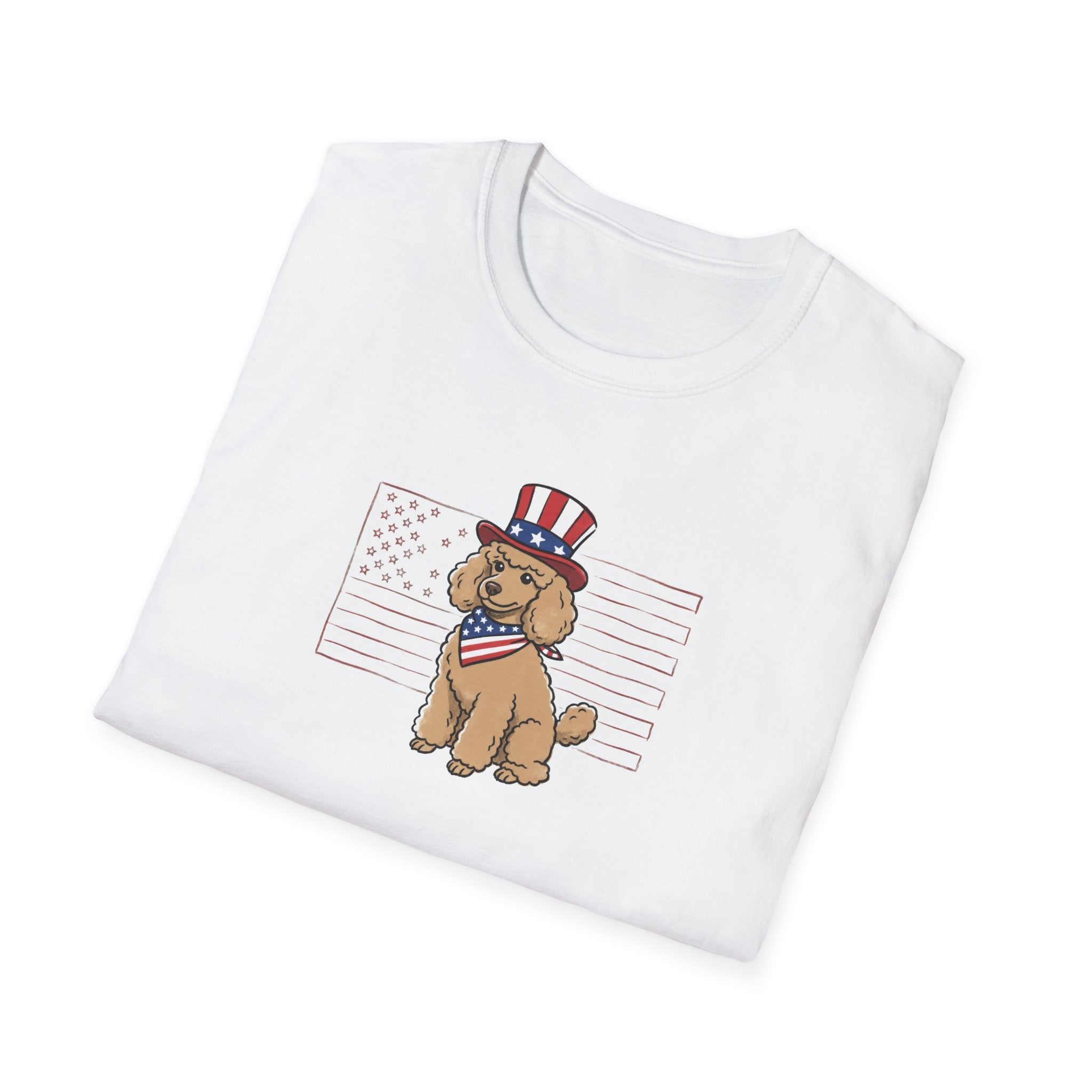 Patriotic Poodle Unisex T-Shirt – 4th of July Dog Graphic Tee