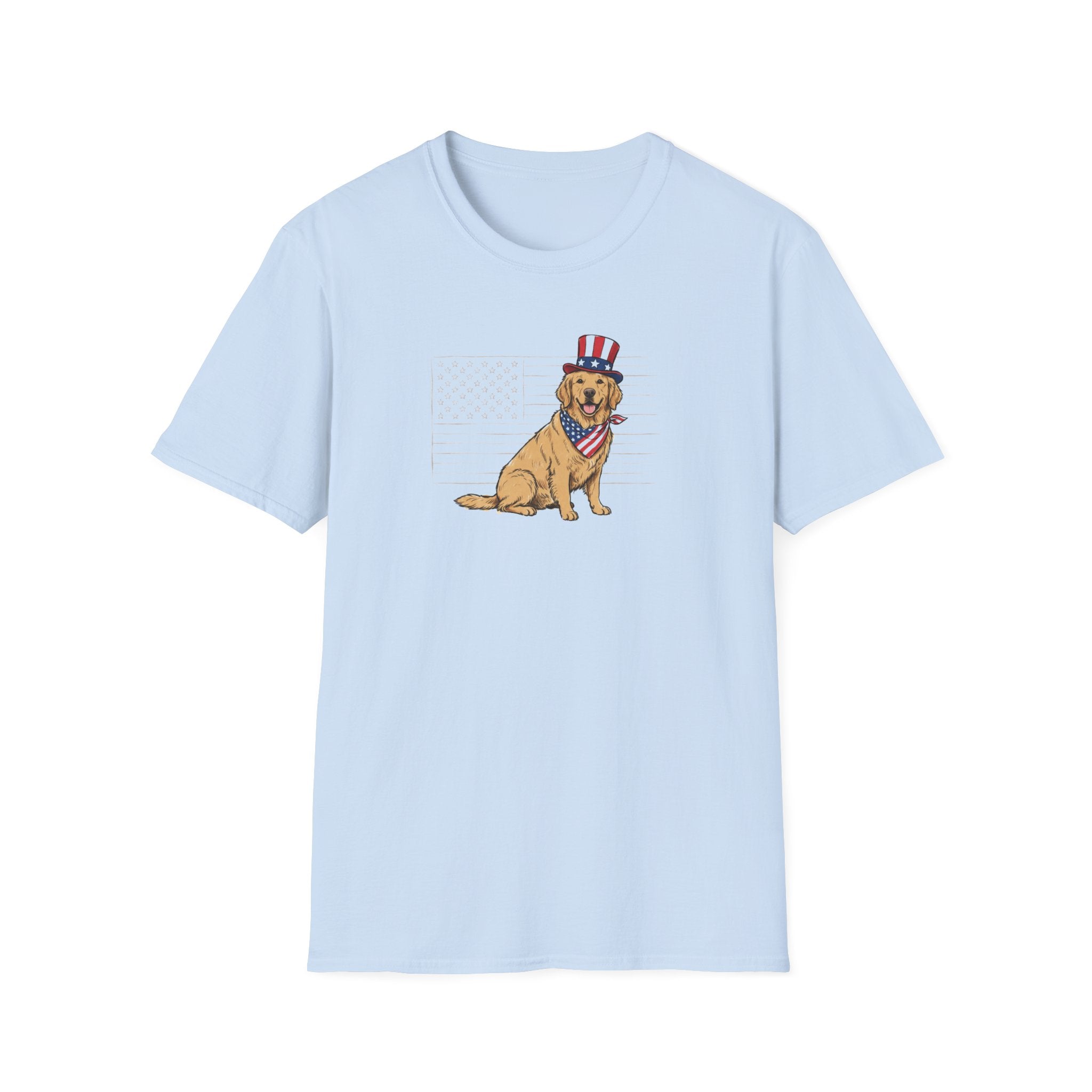 Patriotic Golden Retriever Unisex T-Shirt | 4th of July American Flag Dog Graphic Tee