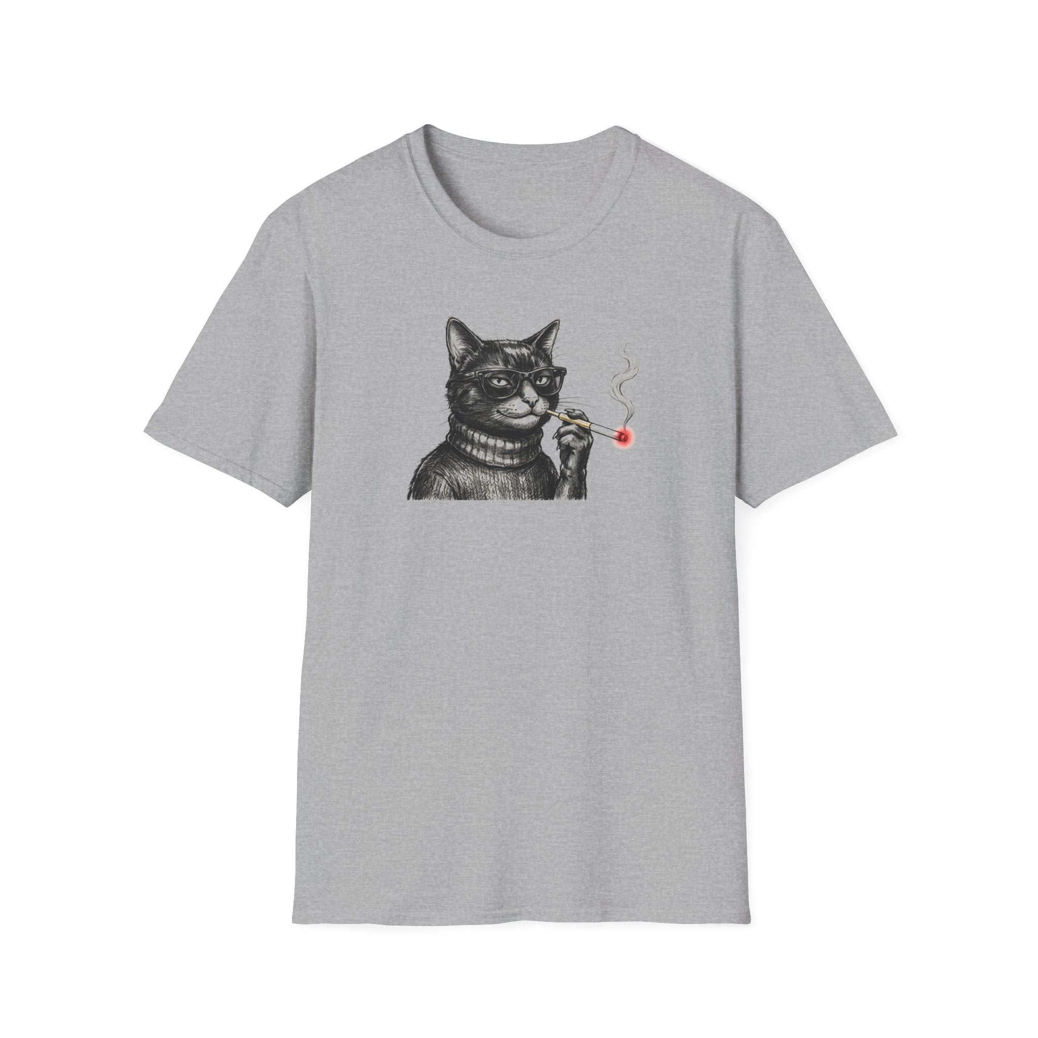 Cool Beatnik Cat Unisex T-Shirt - Vintage Smoking Cat Graphic Tee