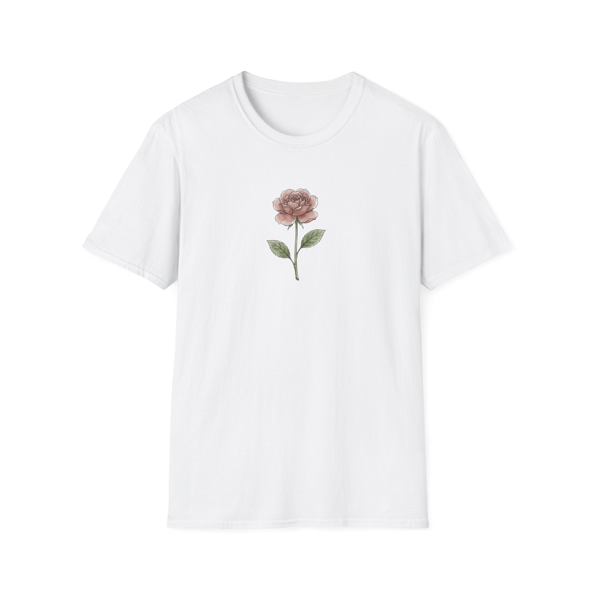Minimalist Rose Unisex T-Shirt – Simple Floral Graphic Tee