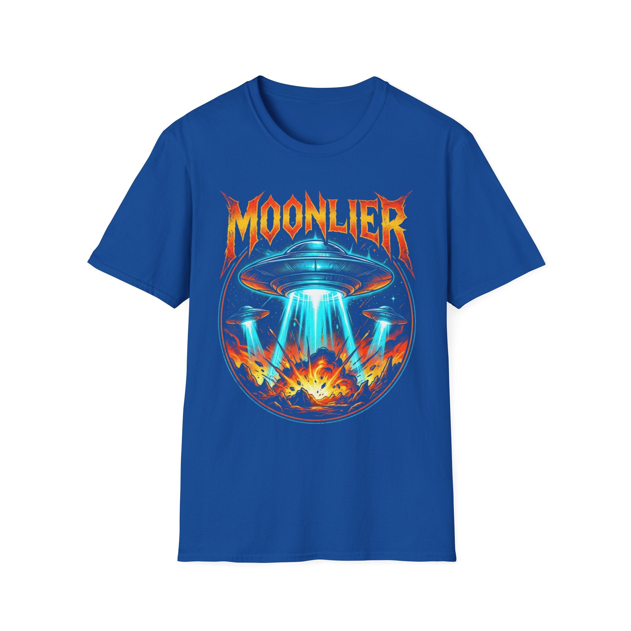 Moonlier UFO Invasion Graphic T-Shirt - Retro Sci-Fi Heavy Metal Apparel