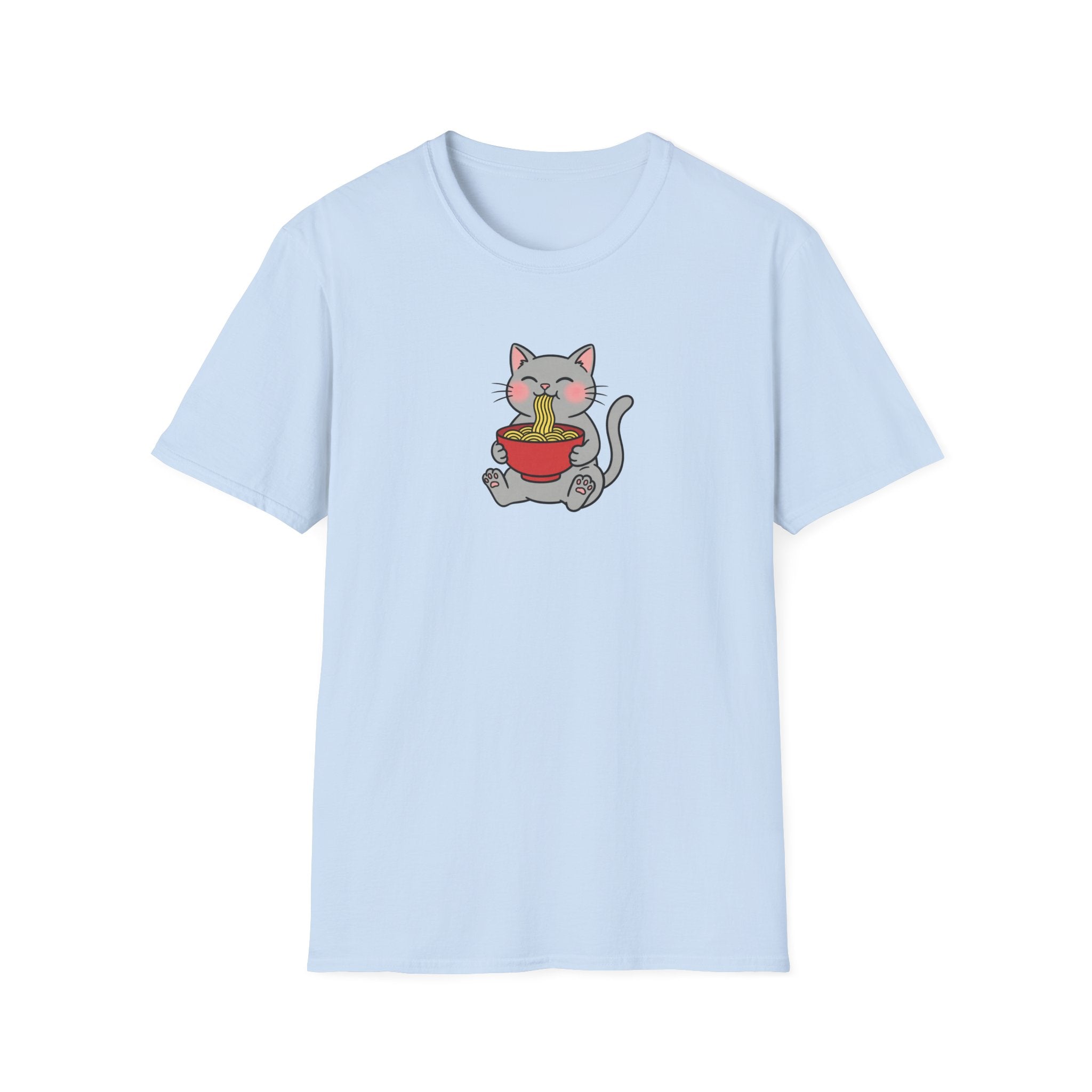 Happy Ramen Cat Unisex Graphic T-Shirt – Cute Japanese Noodle Tee