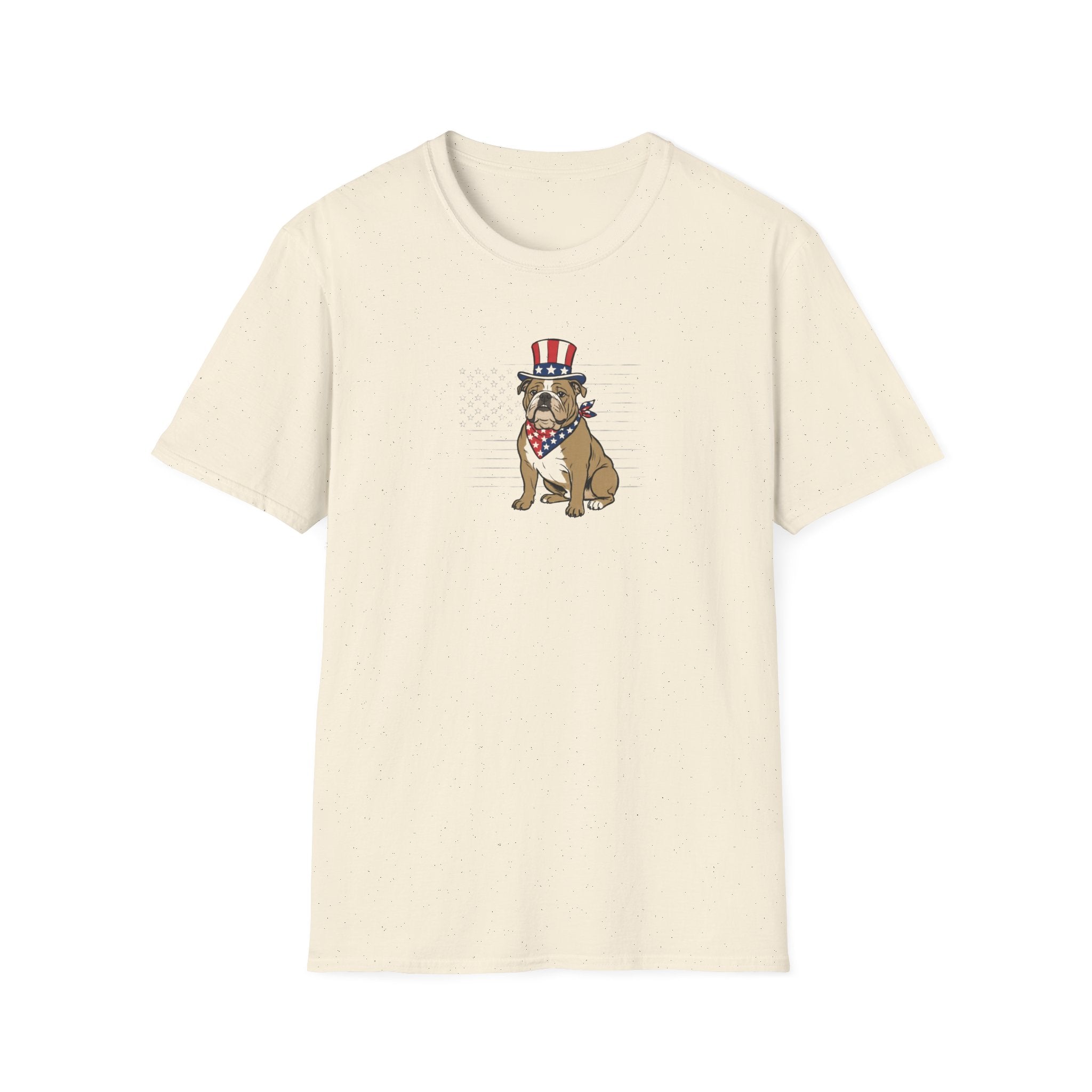 Patriotic English Bulldog Unisex T-Shirt | 4th of July American Flag Dog Graphic Tee