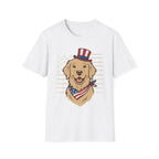 Patriotic Golden Retriever Unisex T-Shirt | 4th of July American Flag Dog Graphic Tee