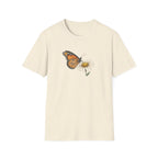 Minimalist Monarch Butterfly and Daisy Unisex T-Shirt - Vintage Botanical Flower Graphic Tee