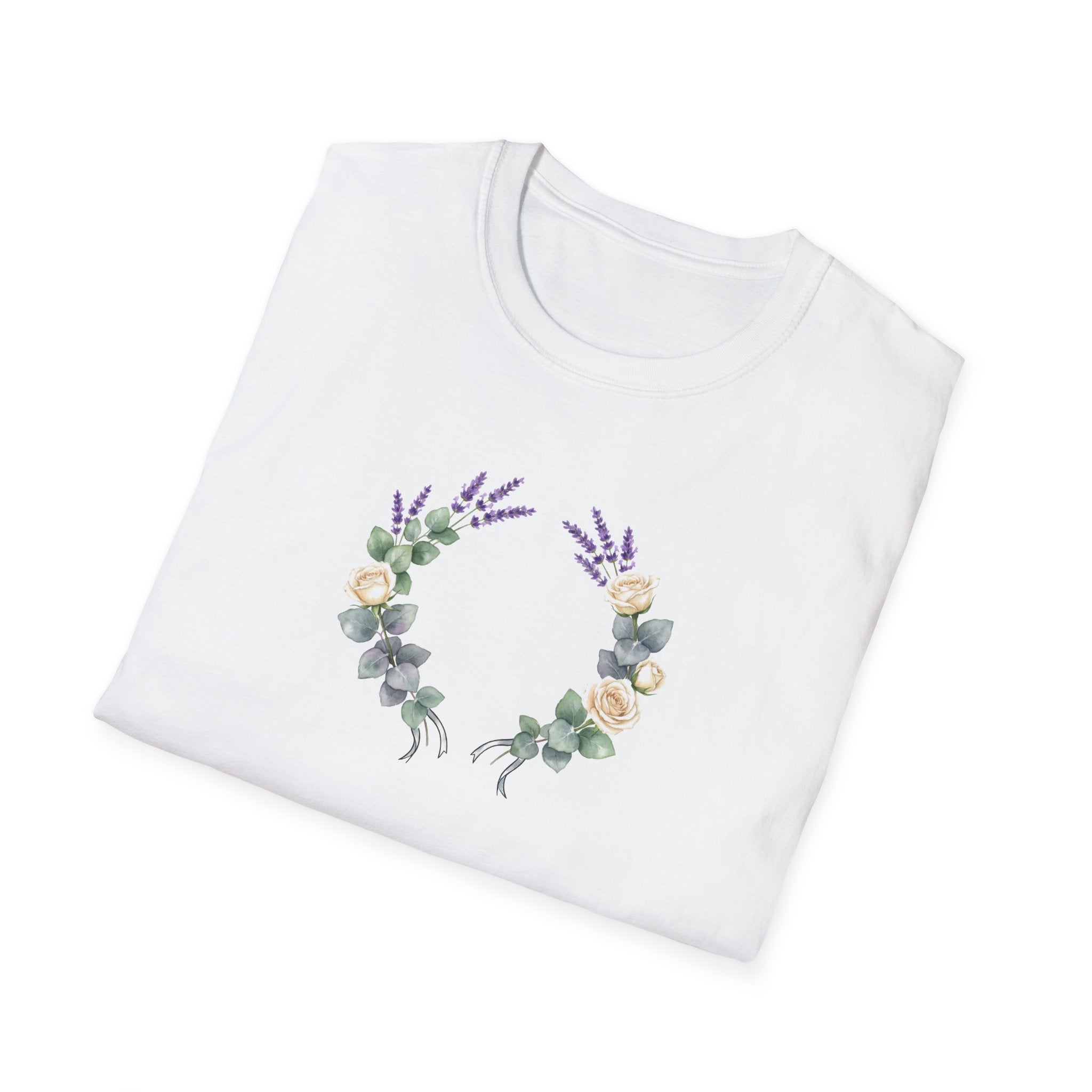 Watercolor Floral Wreath Unisex T-Shirt | Minimalist Botanical Graphic Tee