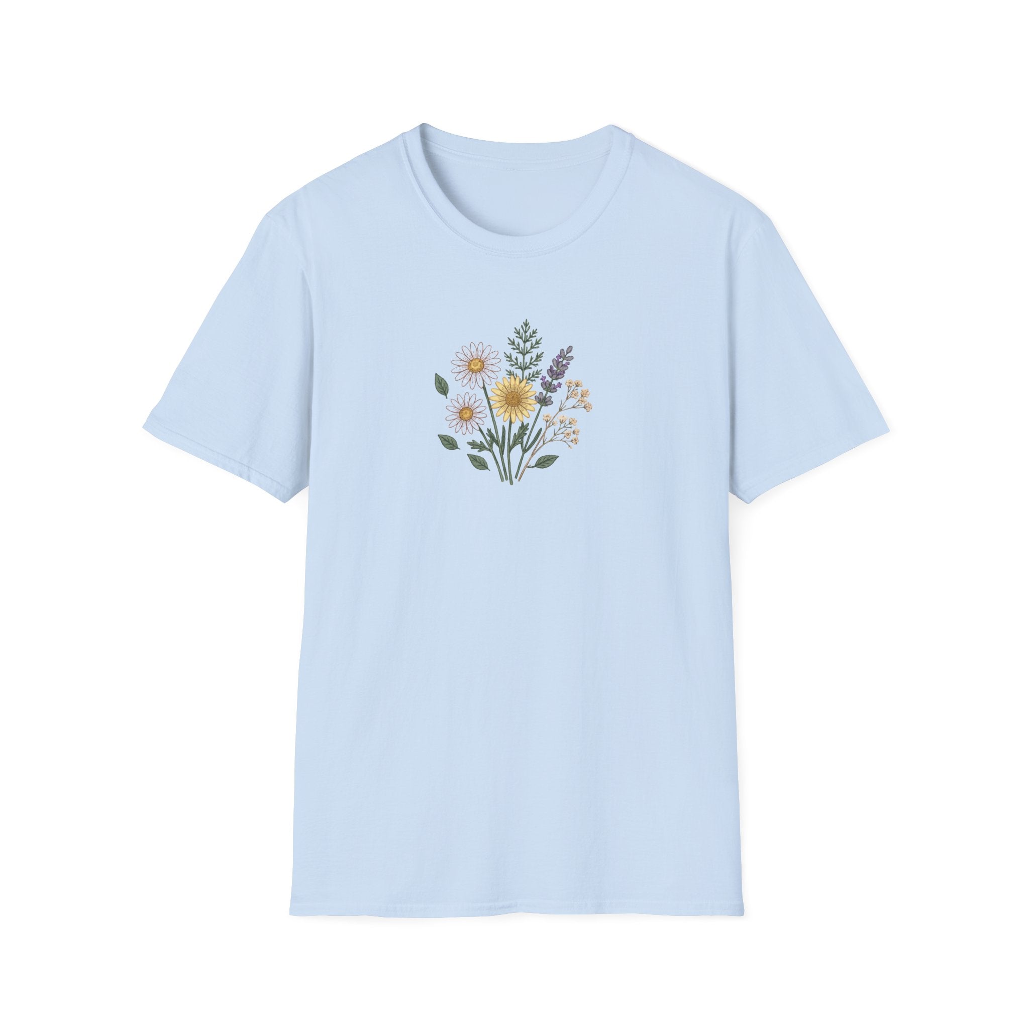 Minimalist Wildflower Bouquet Unisex T-Shirt - Vintage Cottagecore Floral Graphic Tee