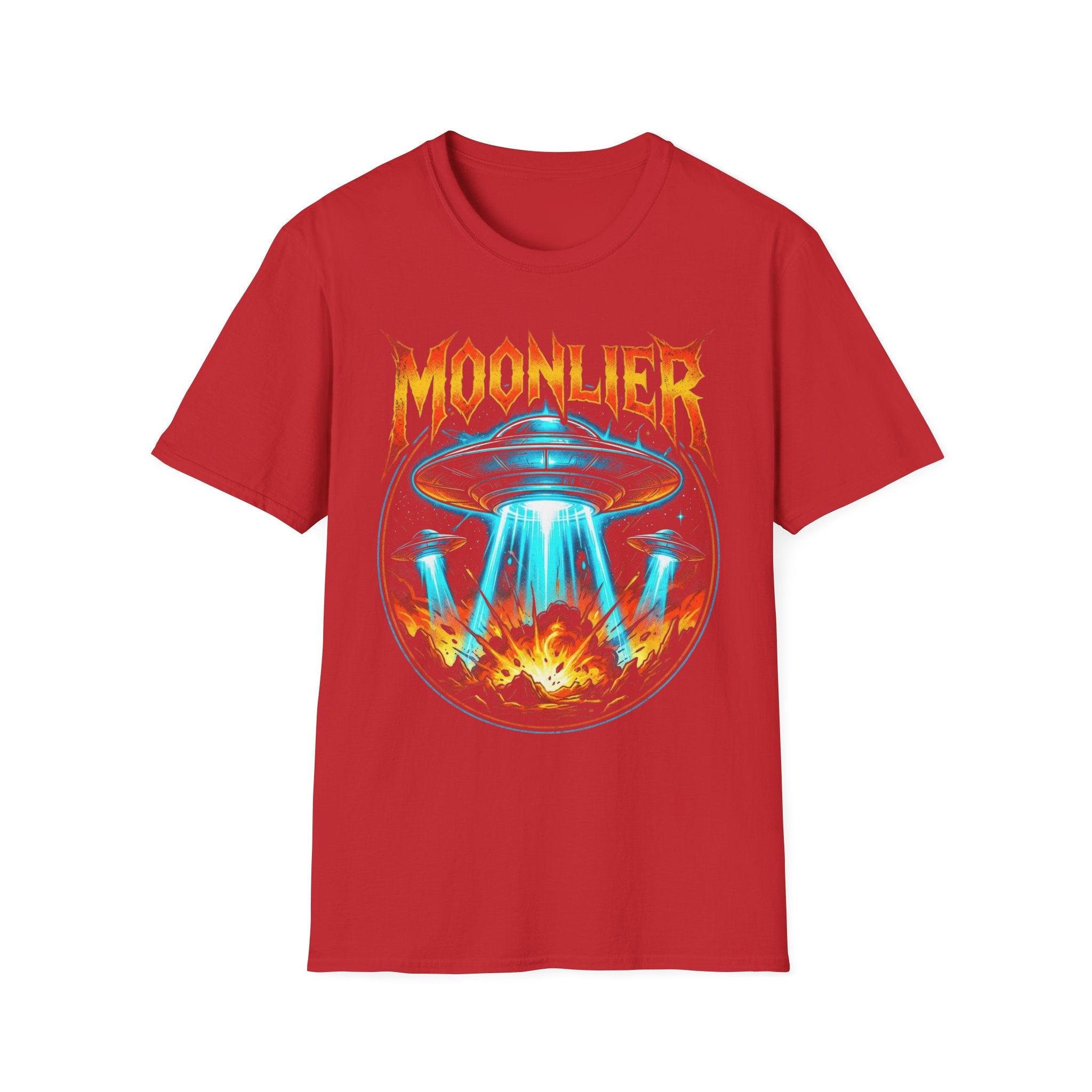 Moonlier UFO Invasion Graphic T-Shirt - Retro Sci-Fi Heavy Metal Apparel