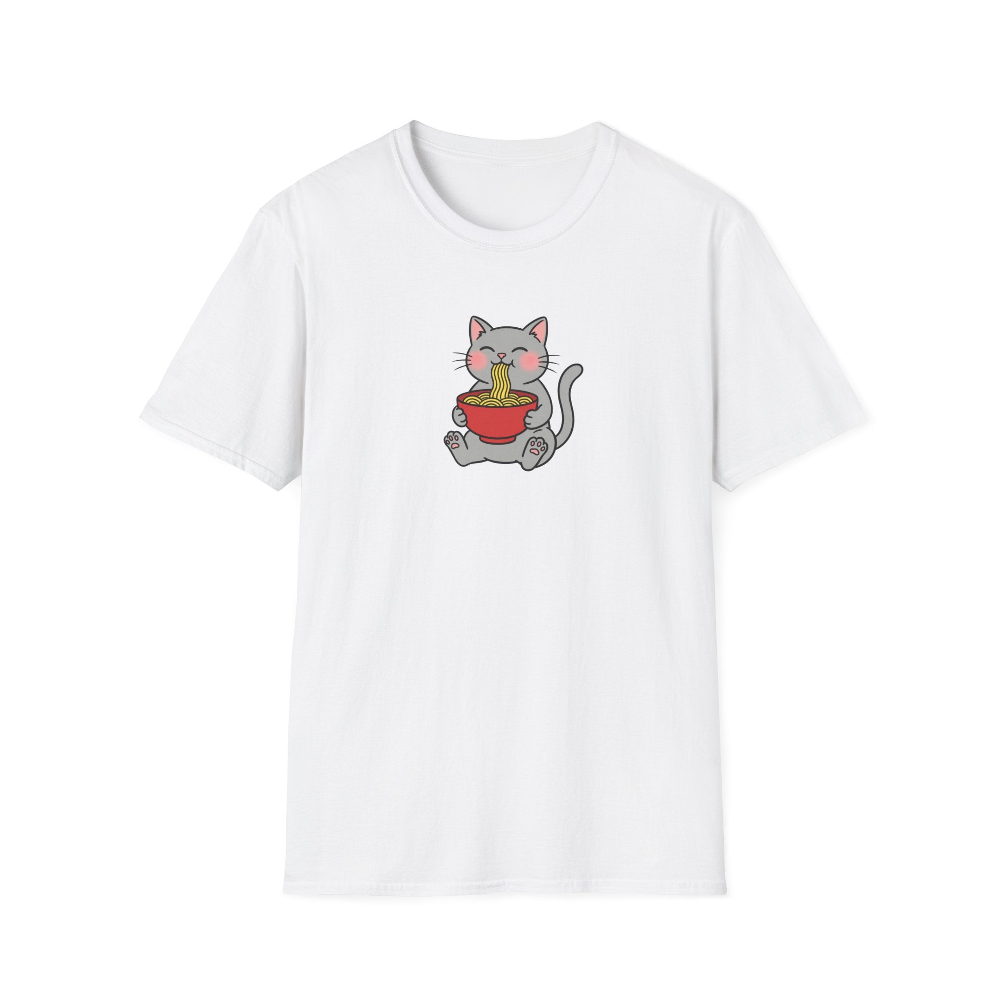 Happy Ramen Cat Unisex Graphic T-Shirt – Cute Japanese Noodle Tee
