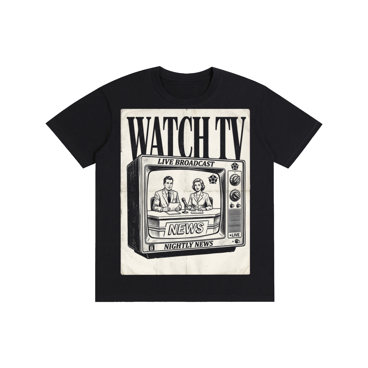 WATCH TV Nightly News Graphic Tee - Streetwear Aesthetic