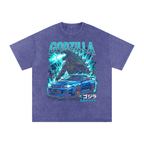 Godzilla x Nissan Skyline GT-R R34 Graphic Unisex Washed Oversized T-Shirt – Streetwear JDM Tee