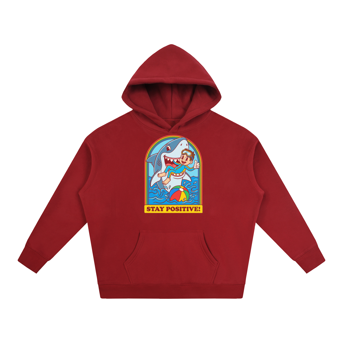 Stay Positive Shark Graphic Oversized Hoodie